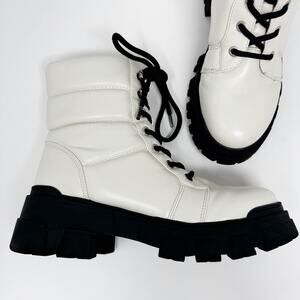 MARC FISHER LTD. Amita Lace-up Platform Boots calf ankle quilted mod